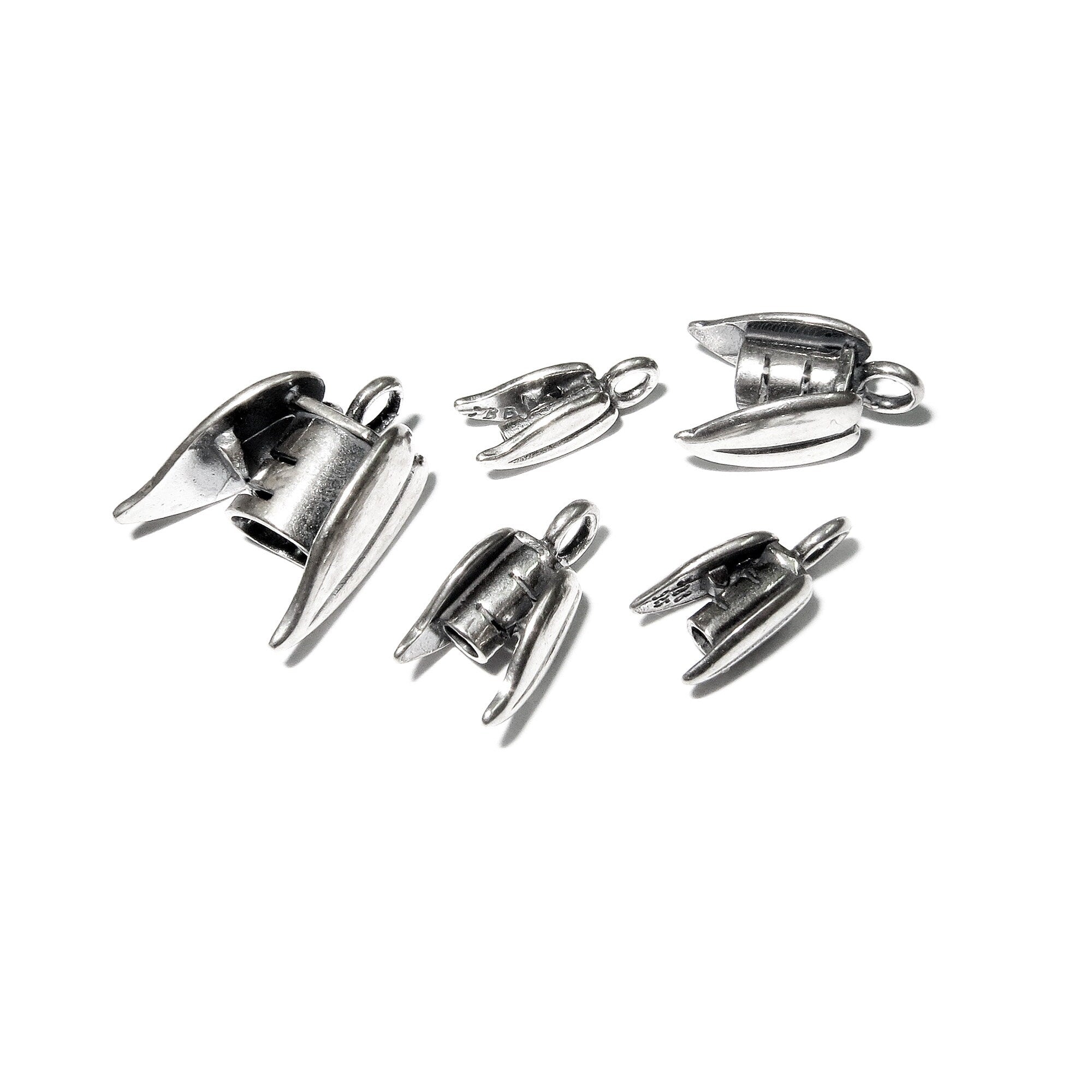 925 sterling silver Crimp End Caps size 1.0, 1.5, 2.0, 3.0, 5.0 mm, silver end cup, crimp end cup, Jewelry making - 1 pair (2 piece)