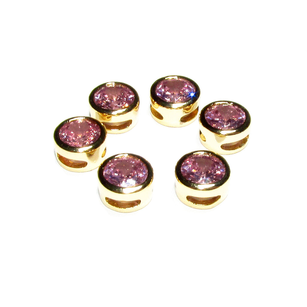 14K yellow gold filled decorative round beads with rose topaz size 6.2x3.8 mm, Jewelry making, Gold filled beads, rose topaz - 1 piece
