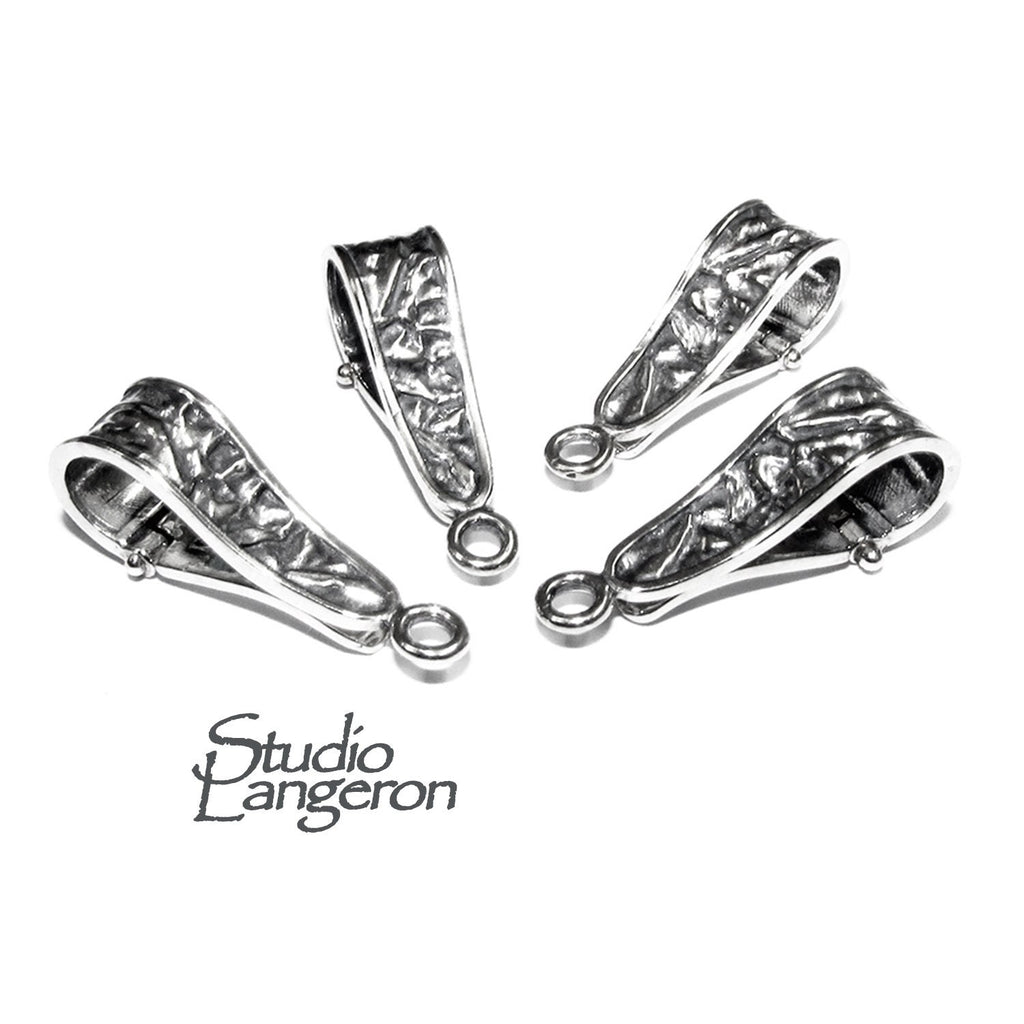 925 Sterling silver decorative Pendant Bails with button, Jewelry making, Findings, Bail silver, Bail finding, bail for pendant - 1 piece
