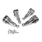 925 Sterling silver decorative Pendant Bails with button, Jewelry making, Findings, Bail silver, Bail finding, bail for pendant - 1 piece