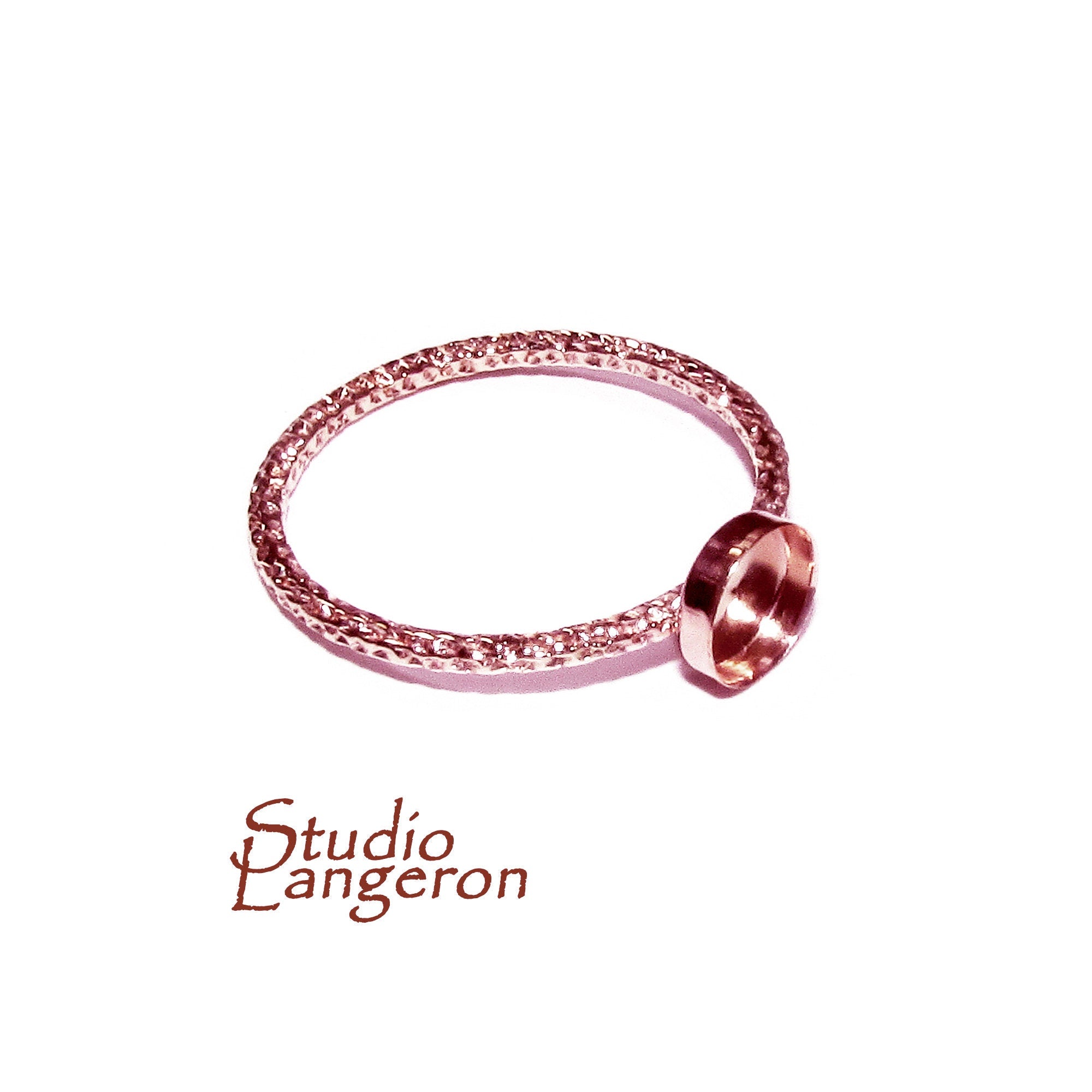 14K Rose gold filled decorative blank ring with bezel cup 5 mm size 4 - 11, Jewelry making, bezel cup, Setting, Base ring - 1 piece