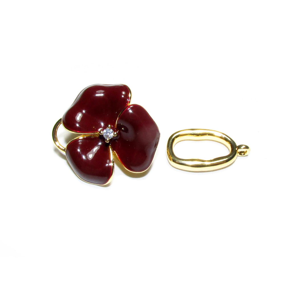 14K Yellow Gold Filled Hook Eye Clasp with Enamel: Jewelry Making (27mm, 1 Piece)