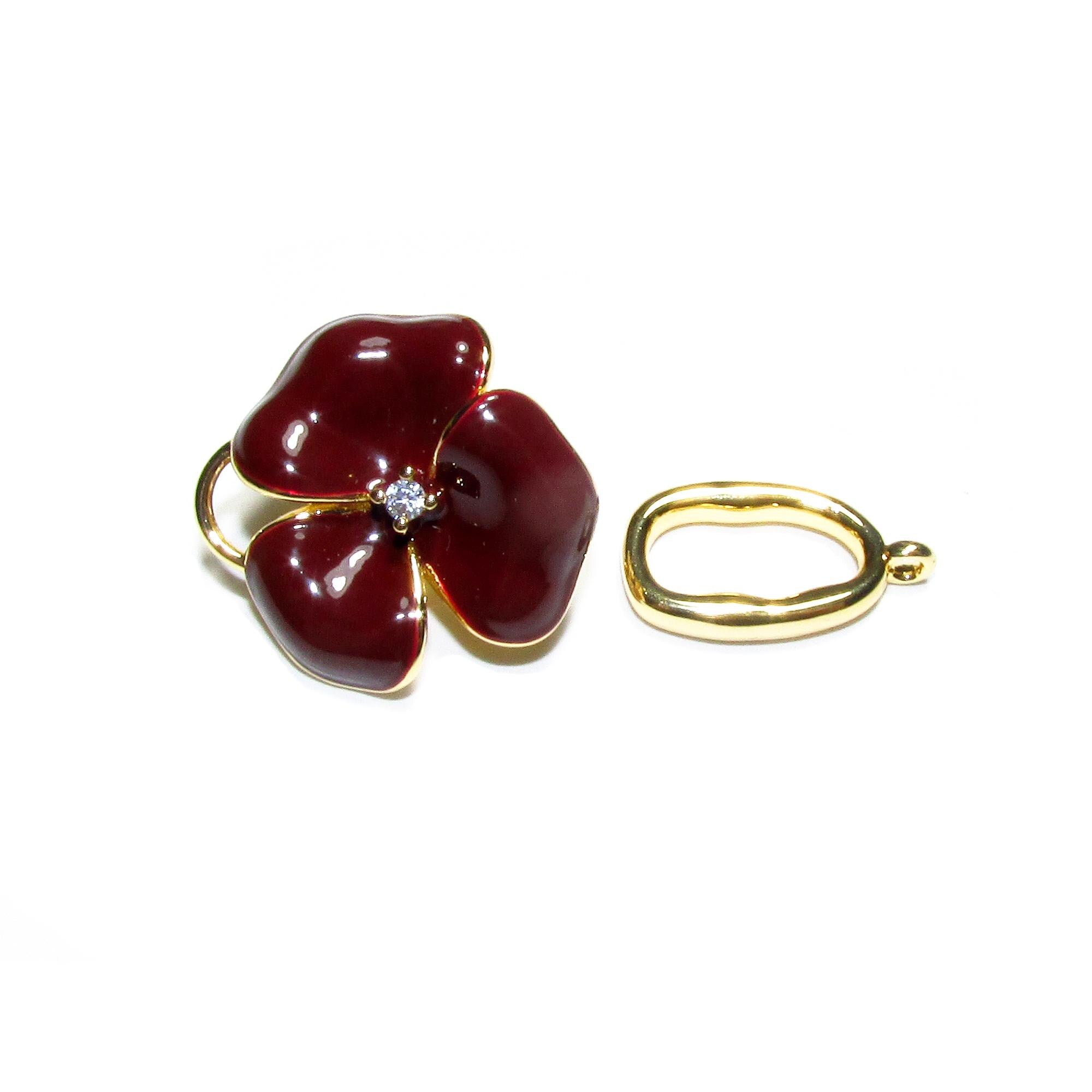 14K Yellow Gold Filled Hook Eye Clasp with Enamel: Jewelry Making (27mm, 1 Piece)