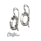 12x16 mm size 925 sterling silver blank earrings with bezel cup, Jewelry making, Setting, bezel cup, Base earrings - 1 pair (2 pieces)