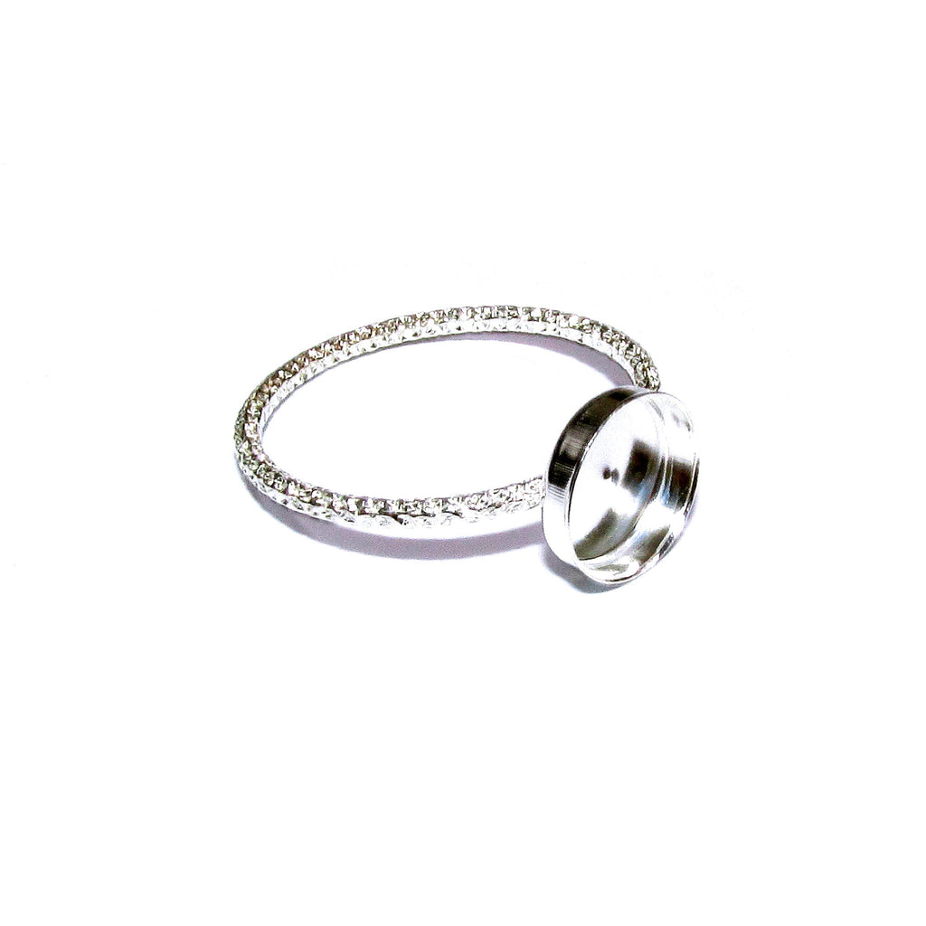 925 sterling silver blank ring with bezel cup 7 mm size 4, 5, 6, 7, 8, 9, 10, 11, bezel cup, base ring, Jewelry making, Setting - 1 piece