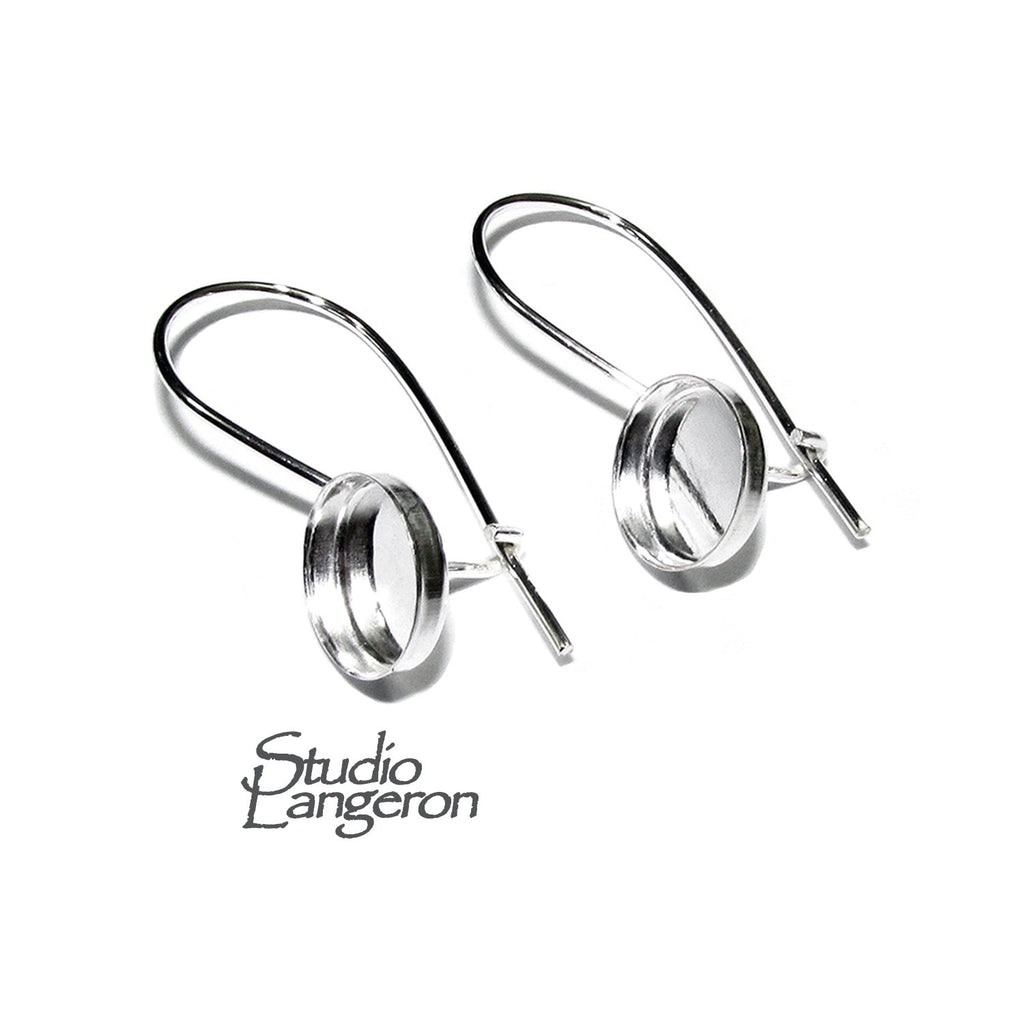 8mm bezel cup 925 sterling silver earrings, blank earrings, bezel cup, base earrings, 925 sterling silver, jewelry making - 1 pair (2 piece)