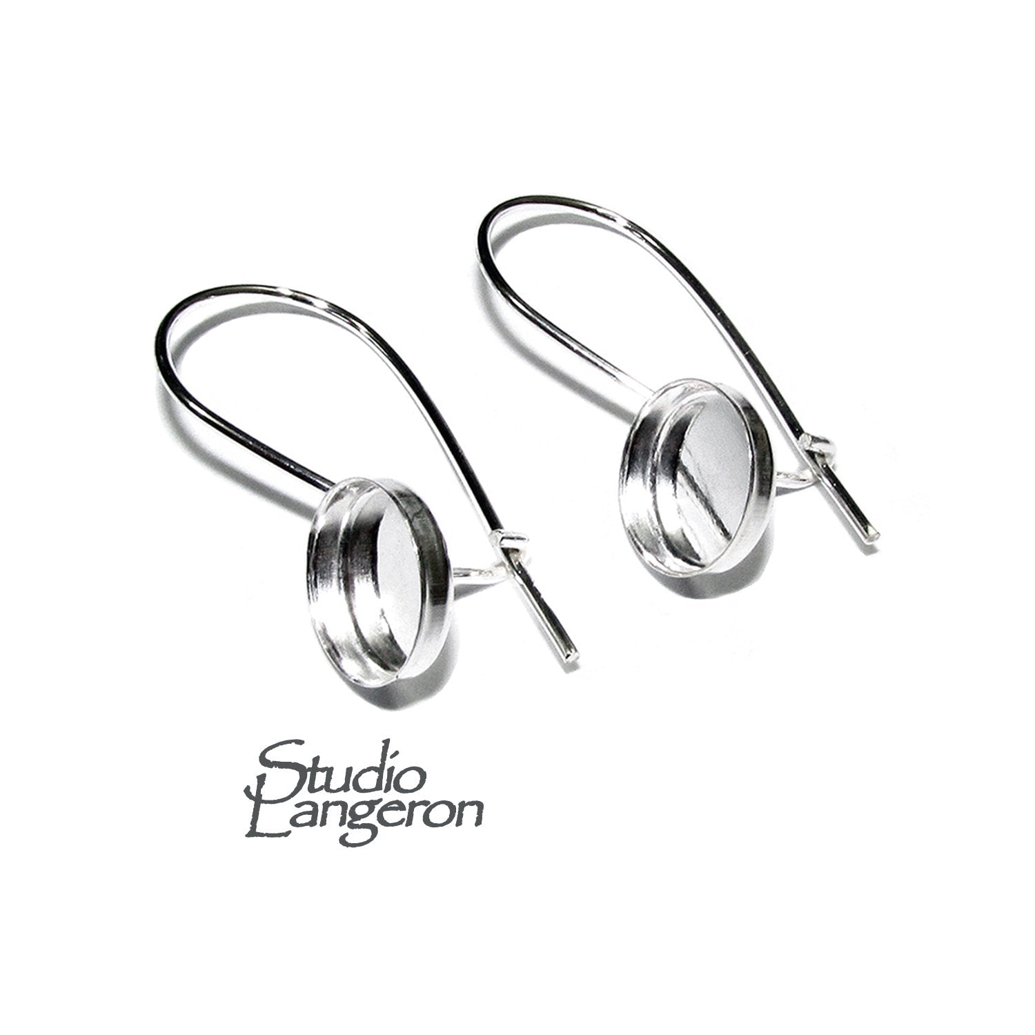 8mm bezel cup 925 sterling silver earrings, blank earrings, bezel cup, base earrings, 925 sterling silver, jewelry making - 1 pair (2 piece)