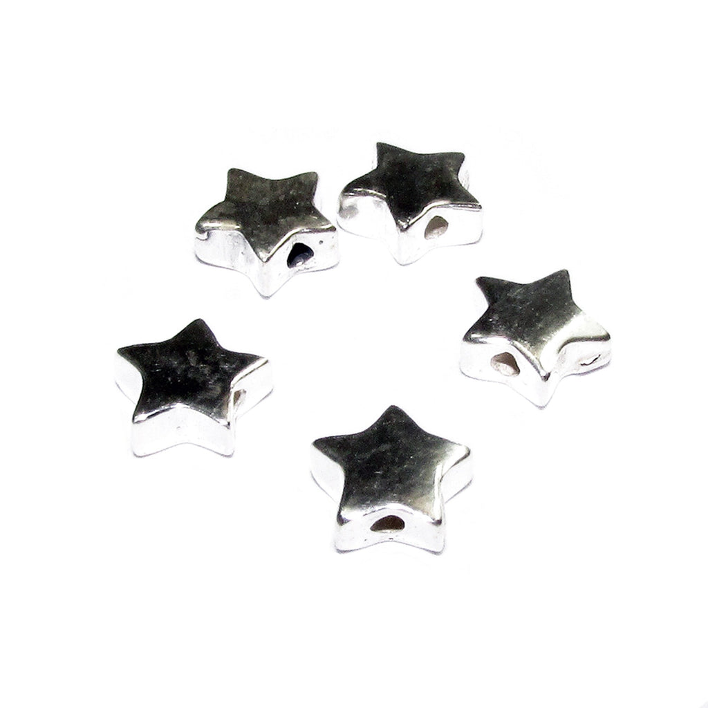 925 Sterling silver flat star beads for bracelet size 6.7x2.5 mm, Flat beads, Jewelry making,  Silver beads, Beads for bracelet - 1 piece