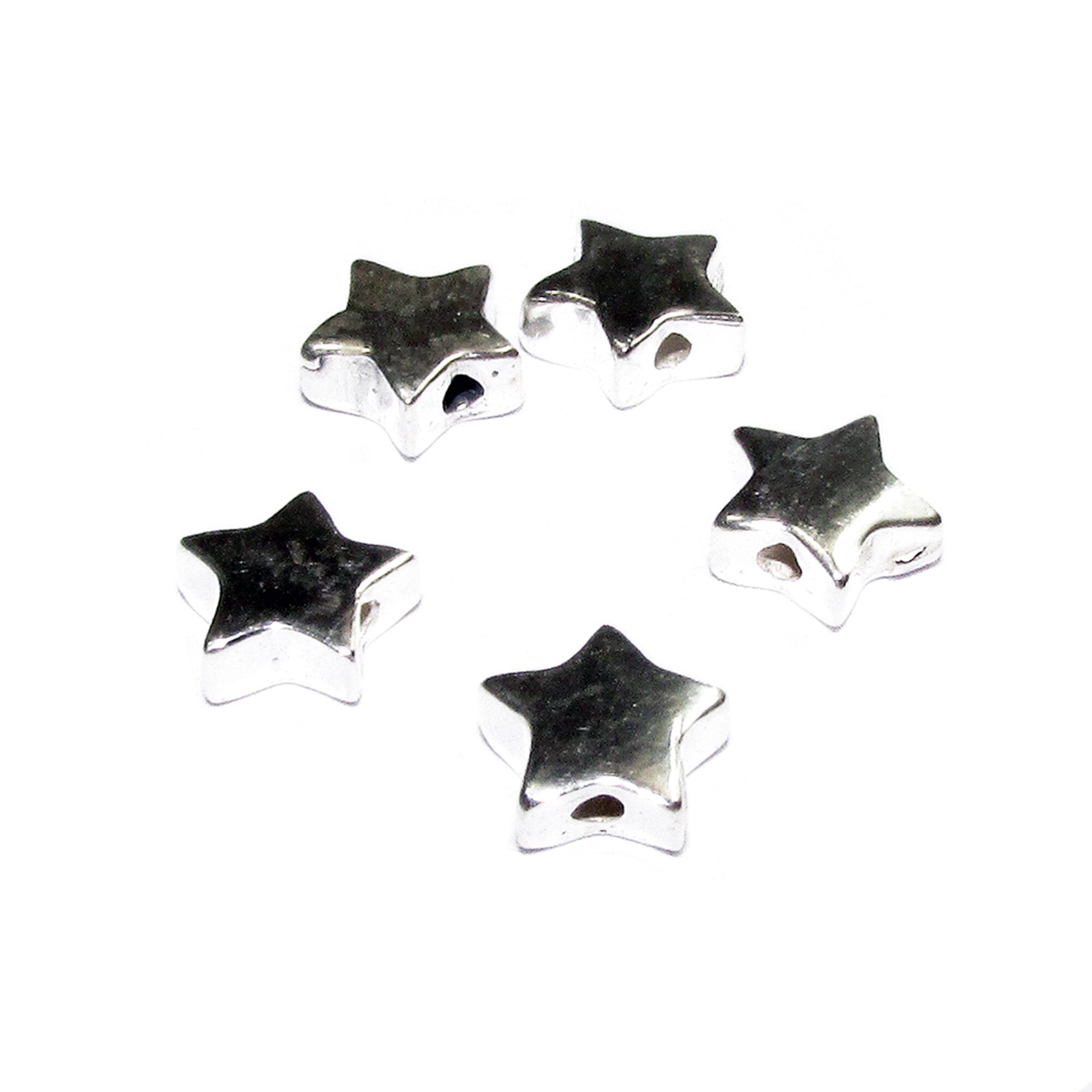 925 Sterling silver flat star beads for bracelet size 6.7x2.5 mm, Flat beads, Jewelry making,  Silver beads, Beads for bracelet - 1 piece