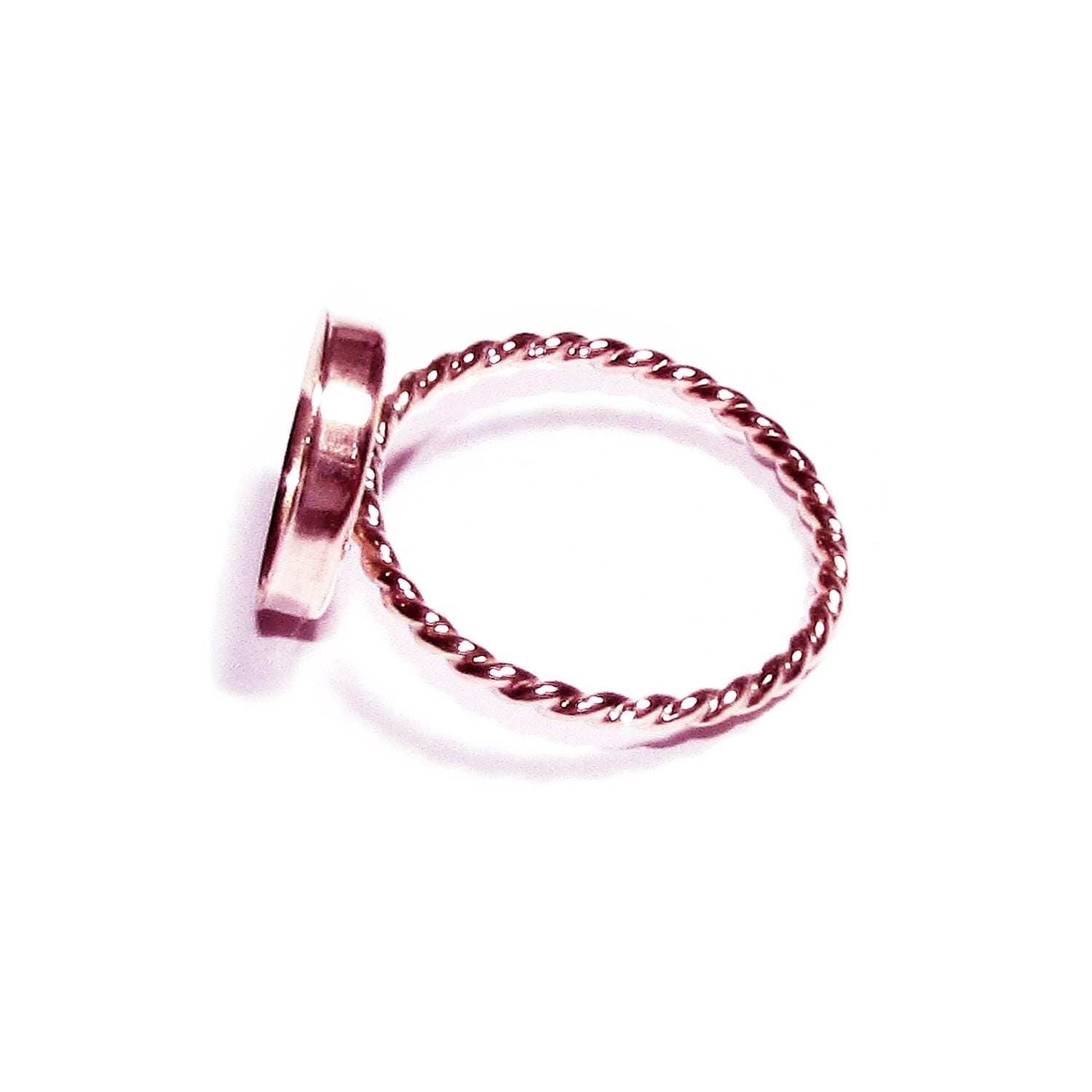 14K Rose gold filled twisted blank ring with bezel cup 12mm size 4, 5, 6, 7, 8, 9, 10, 11 Jewelry making, Mounting ring, bezel cup - 1 piece