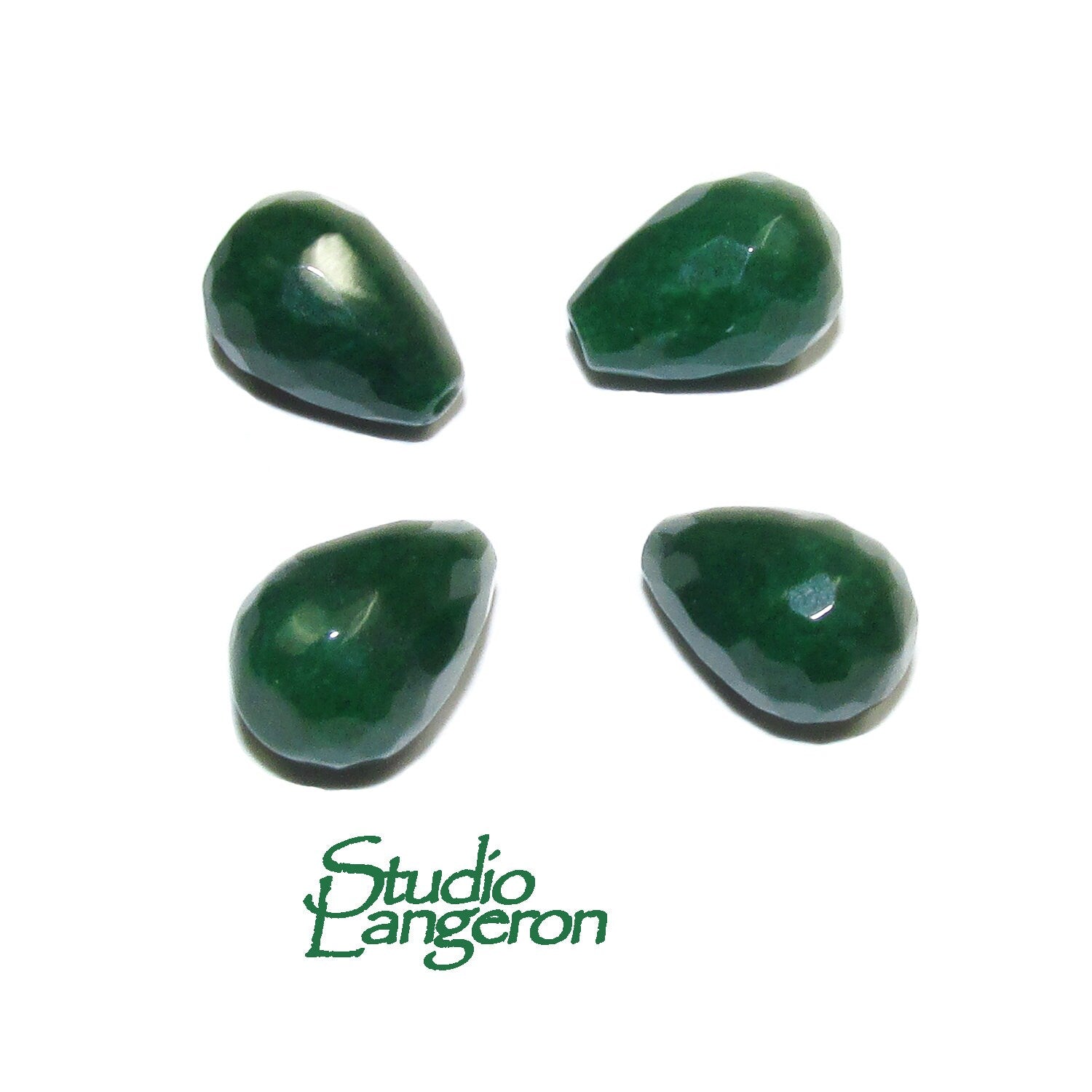 Natural African emerald Teardrop faceted half drilled Beads size 12x8 mm, Natural emerald, Half Drilled Beads, Jewelry making - 1 piece