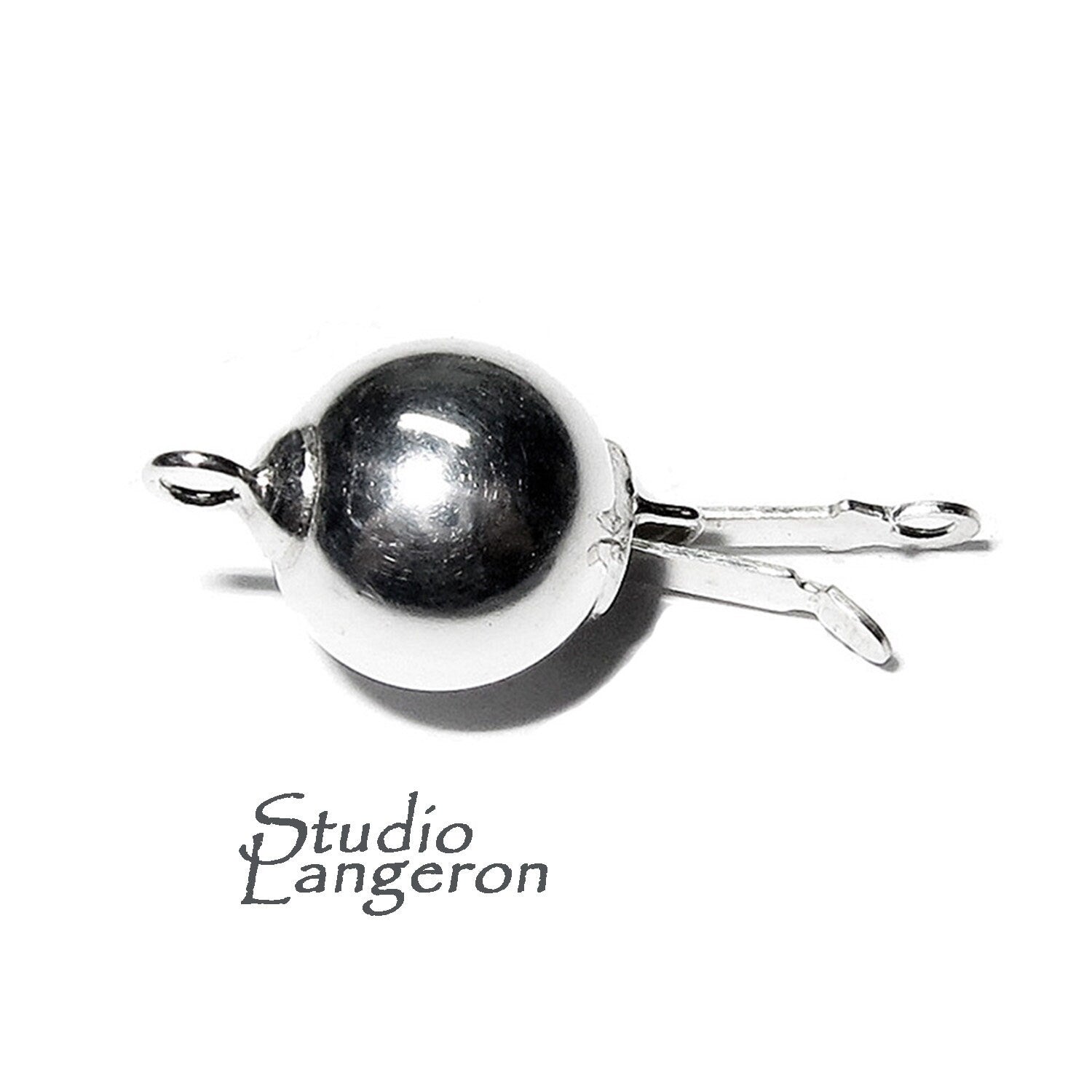 925 Sterling silver Bead smooth Safety Clasp size 10 mm, Silver bead clasp, Jewelry making, Silver Clasp, 925 Sterling silver - 1 piece