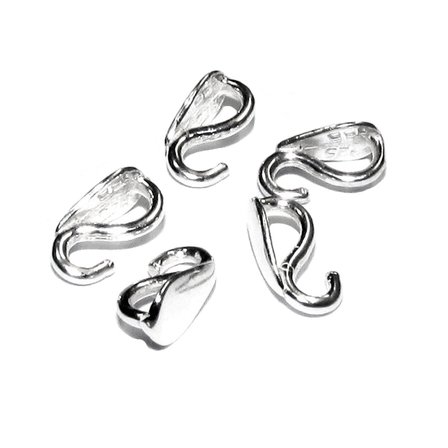925 Sterling Silver Teardrop Pendant Bails with Hidden Loop size 7, 9, 11 mm, sterling silver Bail, Jewelry making, Bail finding - 1 piece