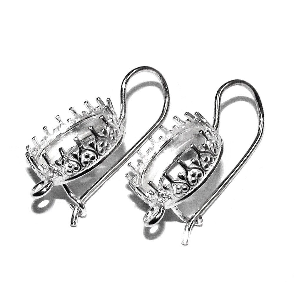 12 mm 925 sterling silver blank earrings with bezel cup and closed ring, Jewelry making, Setting, bezel cup, base earring - 1 pair (2 piece)