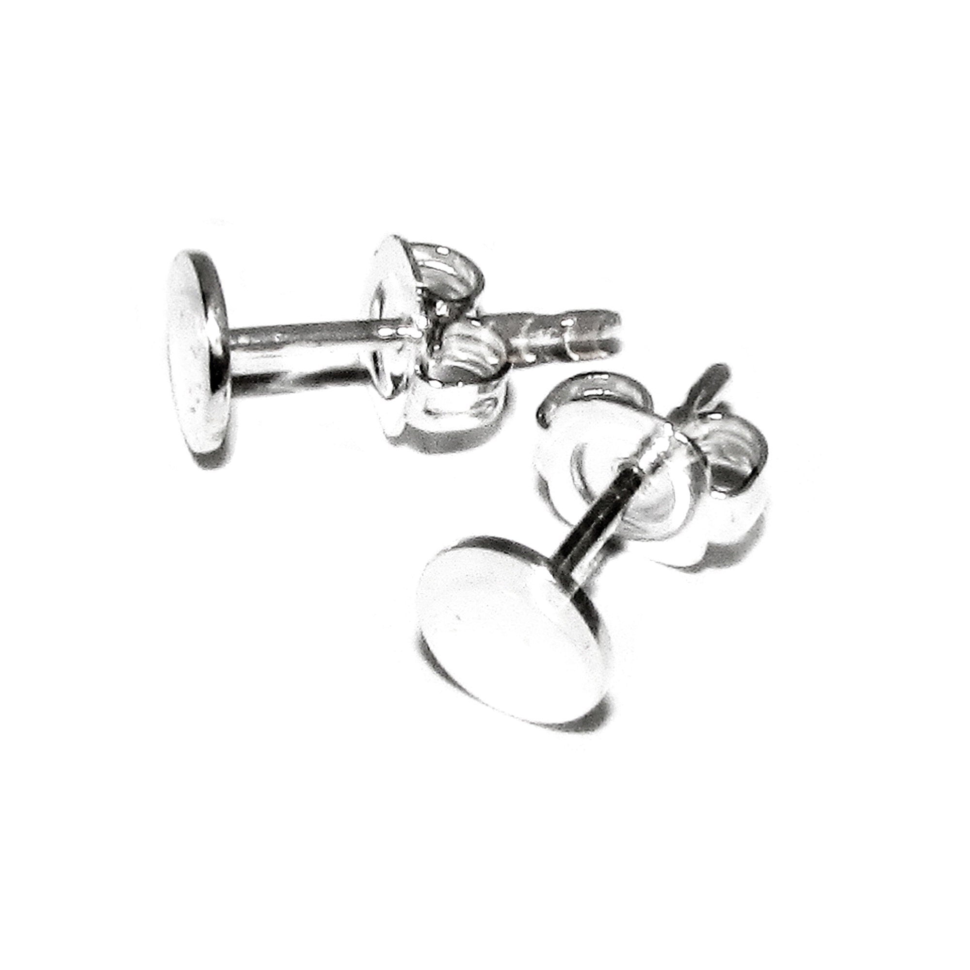 925 Sterling Silver Ear Post with Pad size 3 - 12 mm, Earring Backs Included, Blank earrings, Jewelry making, Earrings - 1 pair (2 pieces)