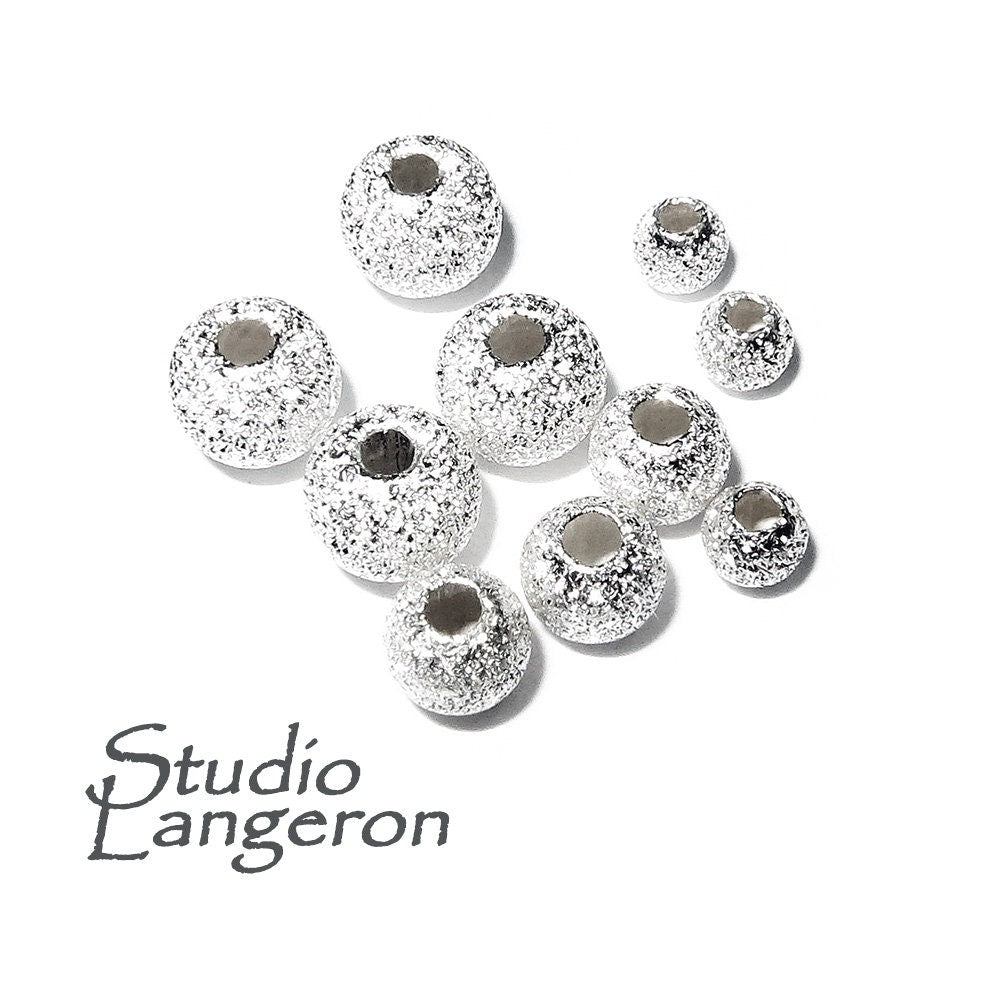 925 Sterling Silver Round Stardust Beads size 3, 4, 5, 6, 8, 10, 12 mm, Round Beads, stardust beads, Silver beads, Jewelry making - 1 piece