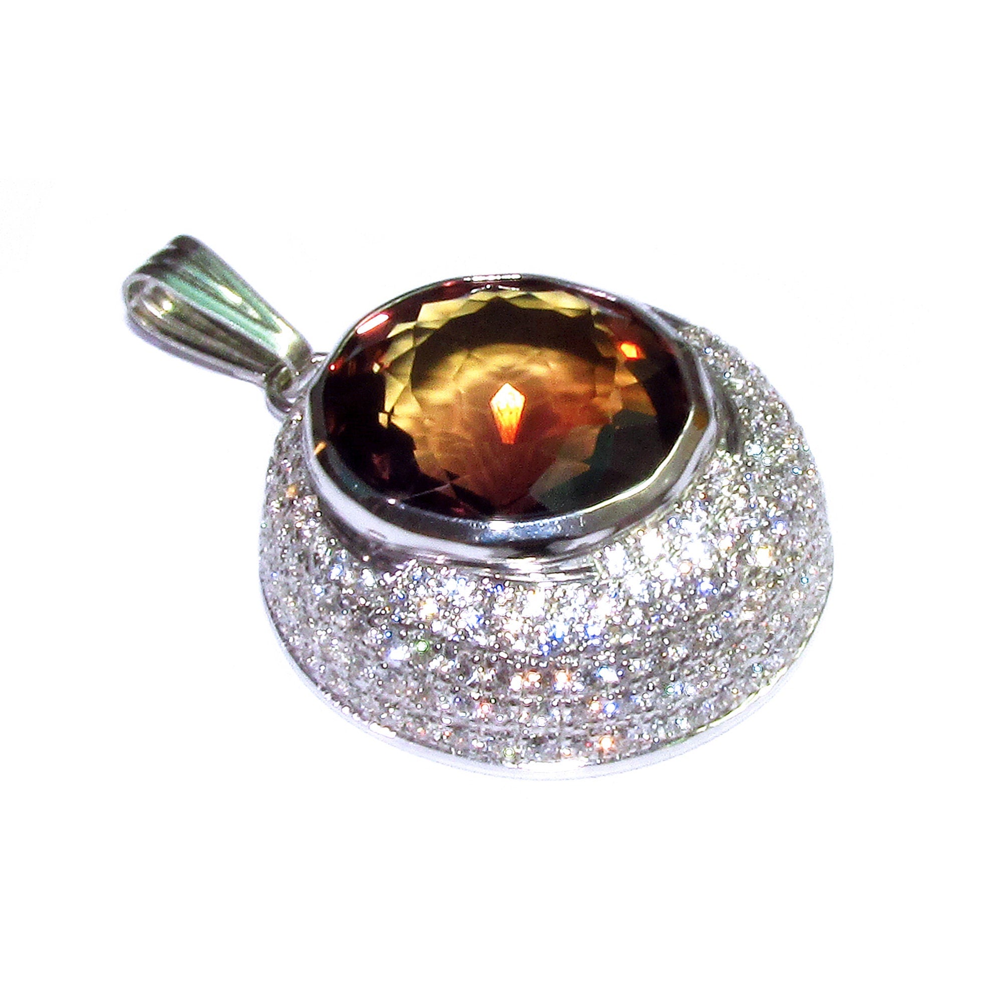 Rauchtopas and white topaz pendant 925 sterling silver size 2.7x2.7 cm, Handmade pendant, single copy, Rauchtopas, White topaz, Pendant gift