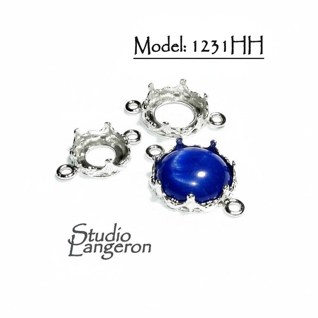 925 Sterling Silver Round Bezel Cup with 2 closed rings, sizes 8-24mm, Bezel cup, Setting, Jewelry making, Bracelet, Connector - 1 piece