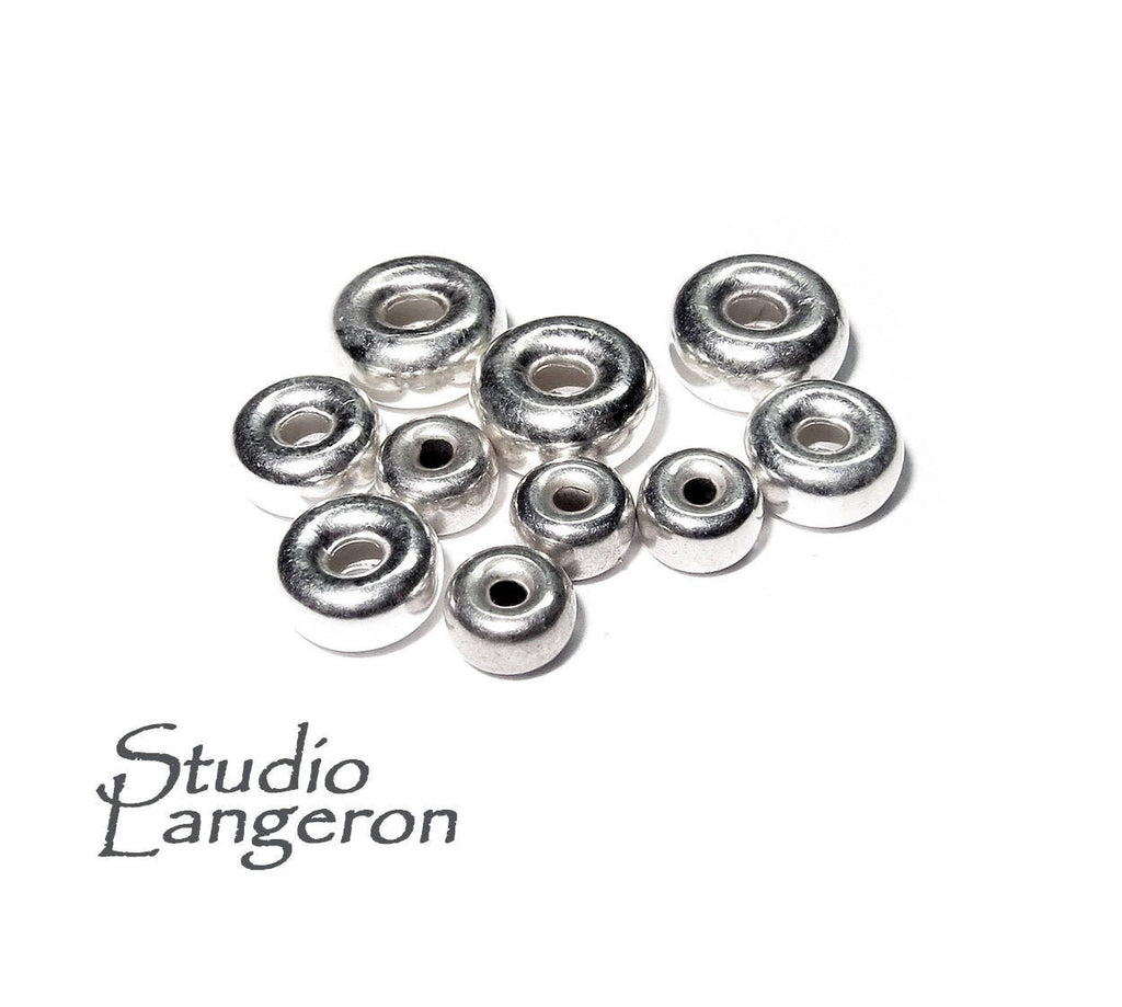 925 Sterling Silver Rondelle Beads Sizes 3-12 mm, Beads, Silver beads, Rondelle beads, Spacer Beads, Jewelry making, Silver - 1 piece