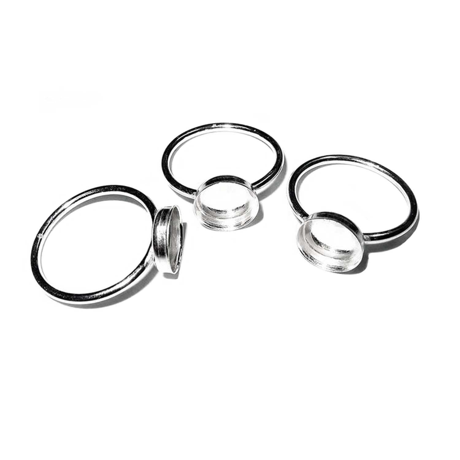 925 sterling silver blank ring with bezel cup 8mm size 4, 5, 6, 7, 8, 9, 10, 11, silver ring, bezel cup, base ring, Jewelry making - 1 piece
