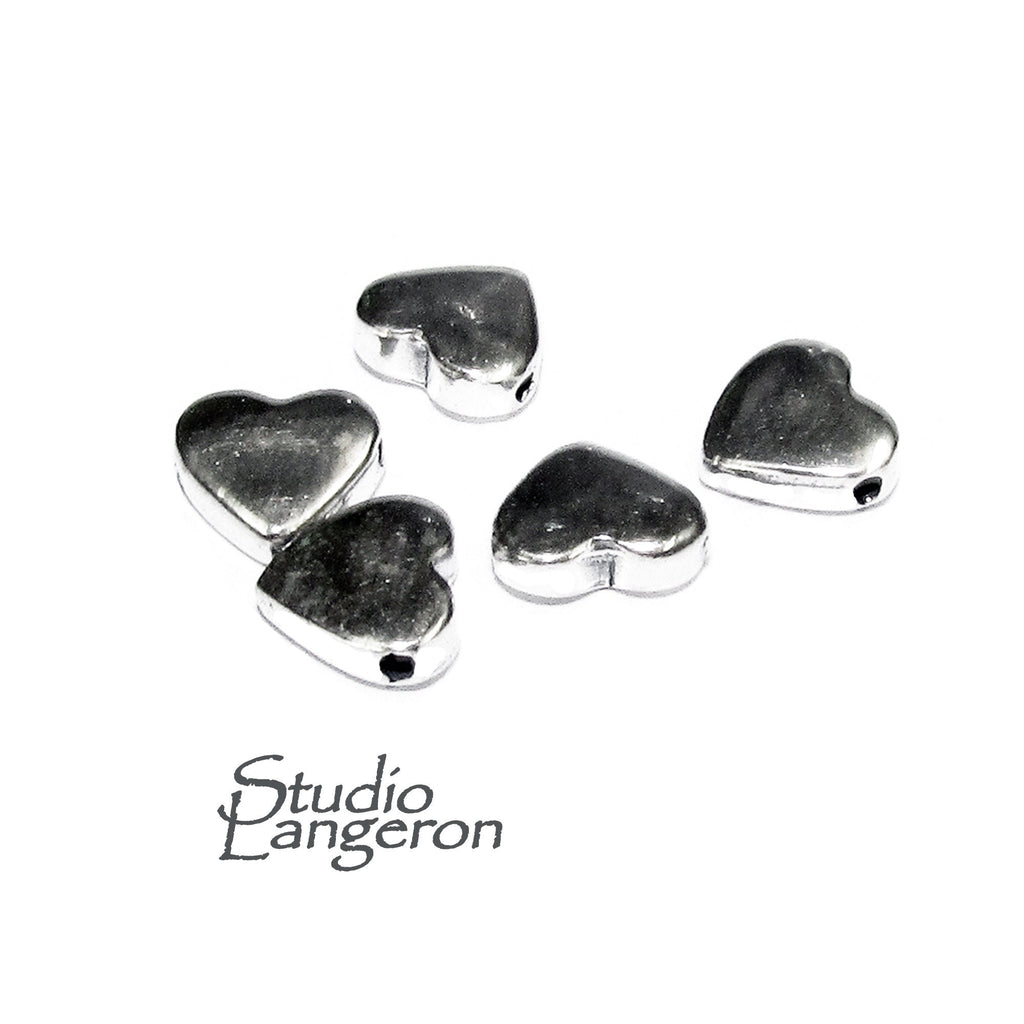 925 Sterling silver Heart flat beads size 5.7x2.2 mm, Flat beads, Beads for bracelets, 925 Silver beads, Jewelry making, Beads - 1 piece