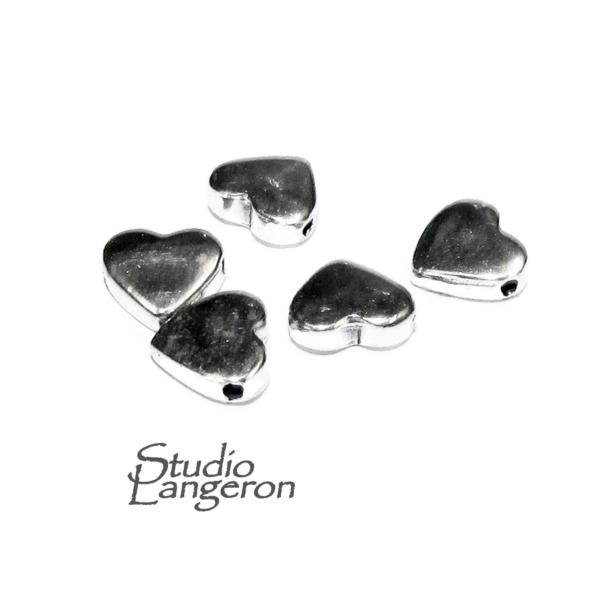 925 Sterling silver Heart flat beads size 5.7x2.2 mm, Flat beads, Beads for bracelets, 925 Silver beads, Jewelry making, Beads - 1 piece