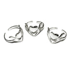 925 sterling silver open ring with heart and lightning, silver ring, blank ring, sterling silver, Valentine's Day, Jewelry making - 1 piece