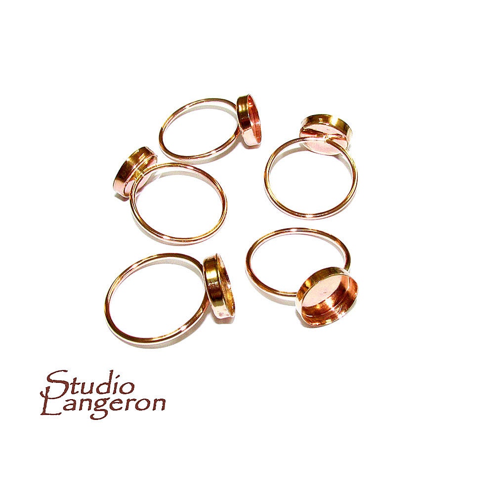 14K Rose gold filled blank ring with bezel cup 10 mm size 4 - 11, Base ring, Rose gold filled ring, Jewelry making, Setting, Ring - 1 piece