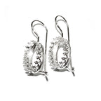 925 sterling silver blank earrings with oval bezel cup size 6x8-13x18 mm, model 1023, Jewelry making, Setting, bezel cup - 1 pair (2 pieces)