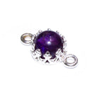 925 Sterling Silver natural Amethyst round Link Connector size 14x7 mm, Natural Amethyst silver link, Jewelry making, Connector - 1 piece