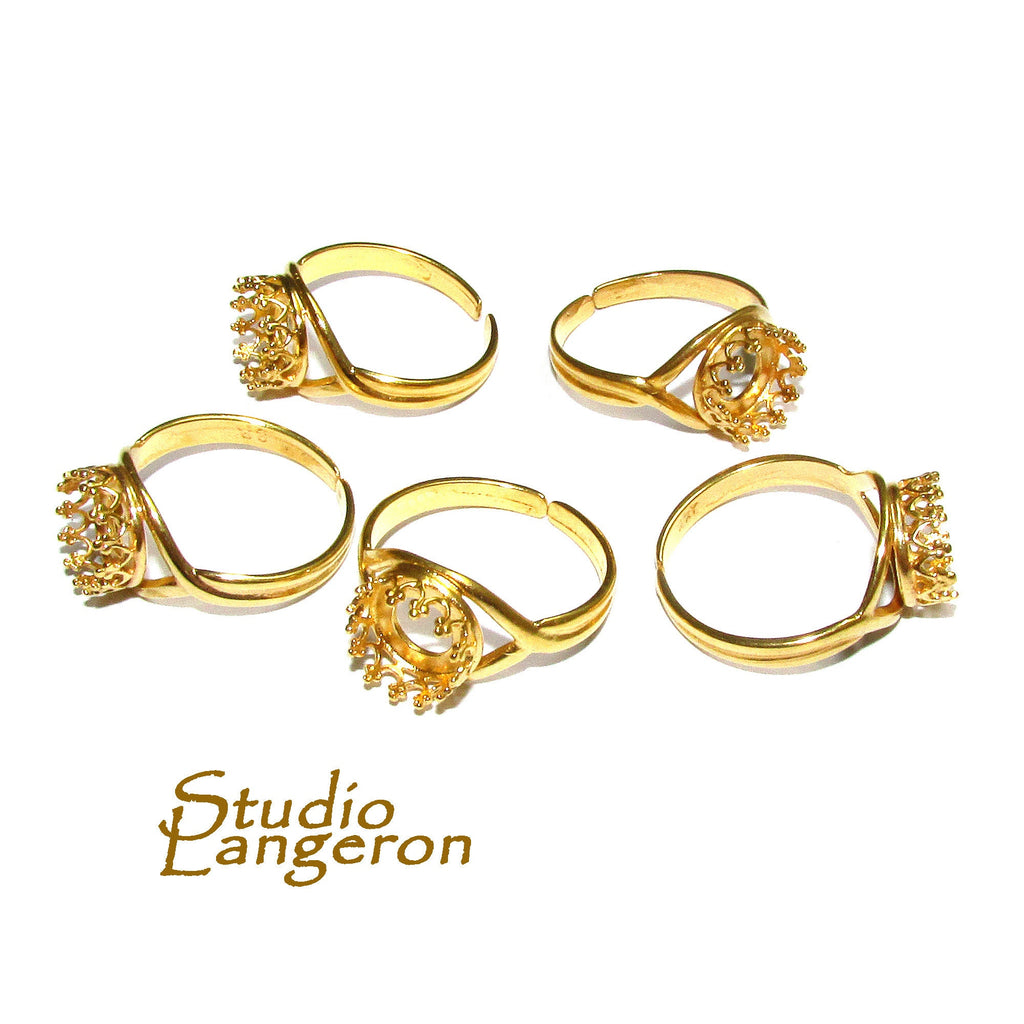 14K Yellow gold filled open blank ring with bezel cup 8 mm, base ring, Setting, bezel cup, jewelry making, ring gold filled - 1 piece
