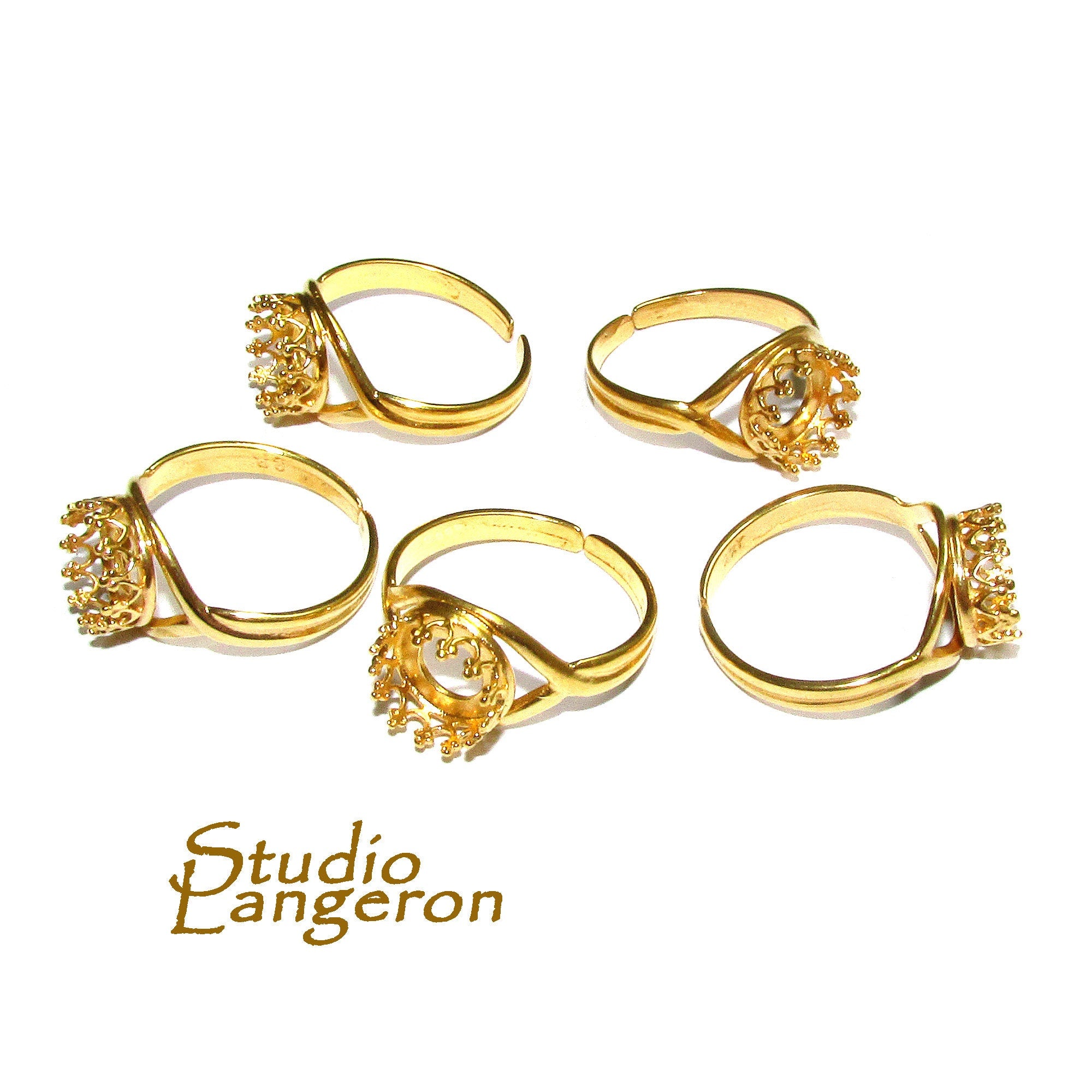 14K Yellow gold filled open blank ring with bezel cup 8 mm, base ring, Setting, bezel cup, jewelry making, ring gold filled - 1 piece