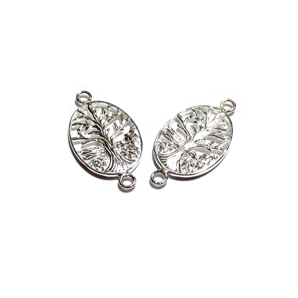 Sterling Silver Tree of Life Connector: 925 Jewelry Link (2.5x1.3 cm)