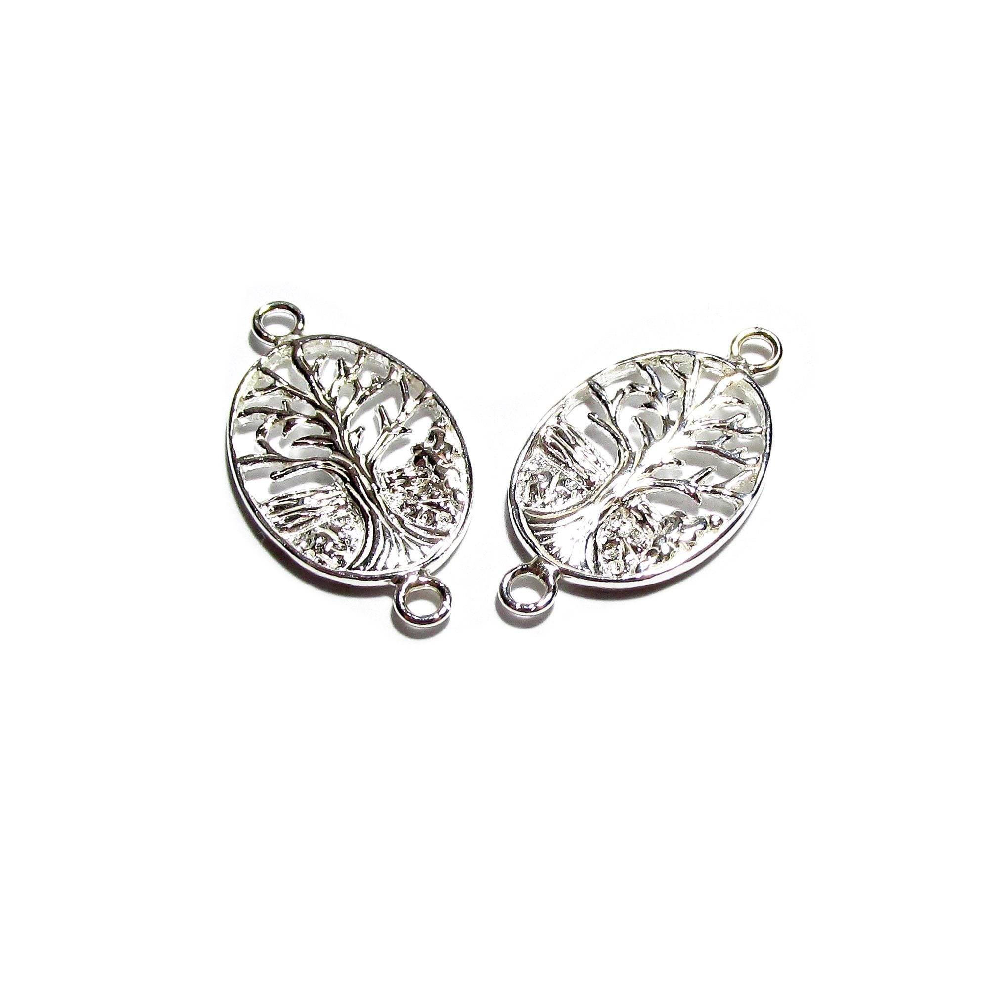 Sterling Silver Tree of Life Connector: 925 Jewelry Link (2.5x1.3 cm)
