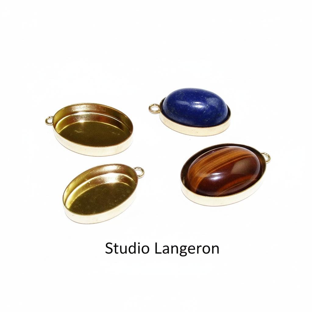 14K Yellow solid gold Oval Bezel Cup size 6x8, 8x10, 10x12, 10x14mm, Oval Bezel cup, Jewelry making, Solid gold bezel cups - 1 piece