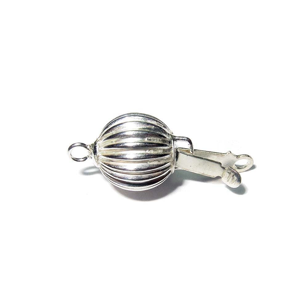 925 Sterling silver Bead Corrugated Safety Clasp size 10 mm, Silver bead clasp, Jewelry making, Silver Clasp, 925 Sterling silver - 1 piece