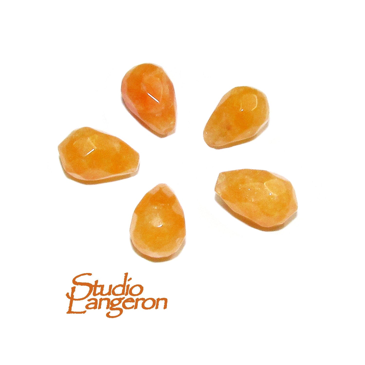 Natural jade Teardrop faceted half drilled small Beads size 10x6 mm, Natural jade, Matched Half Drilled Beads, Jewelry making - 1 piece