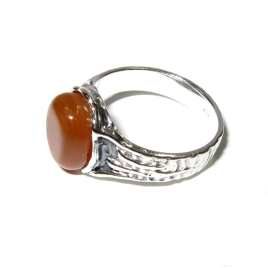 Statement Natural opal ring 925 sterling silver size 6 1/2, Handmade ring, single copy, sterling silver, Orange opal, silver ring, gemstone