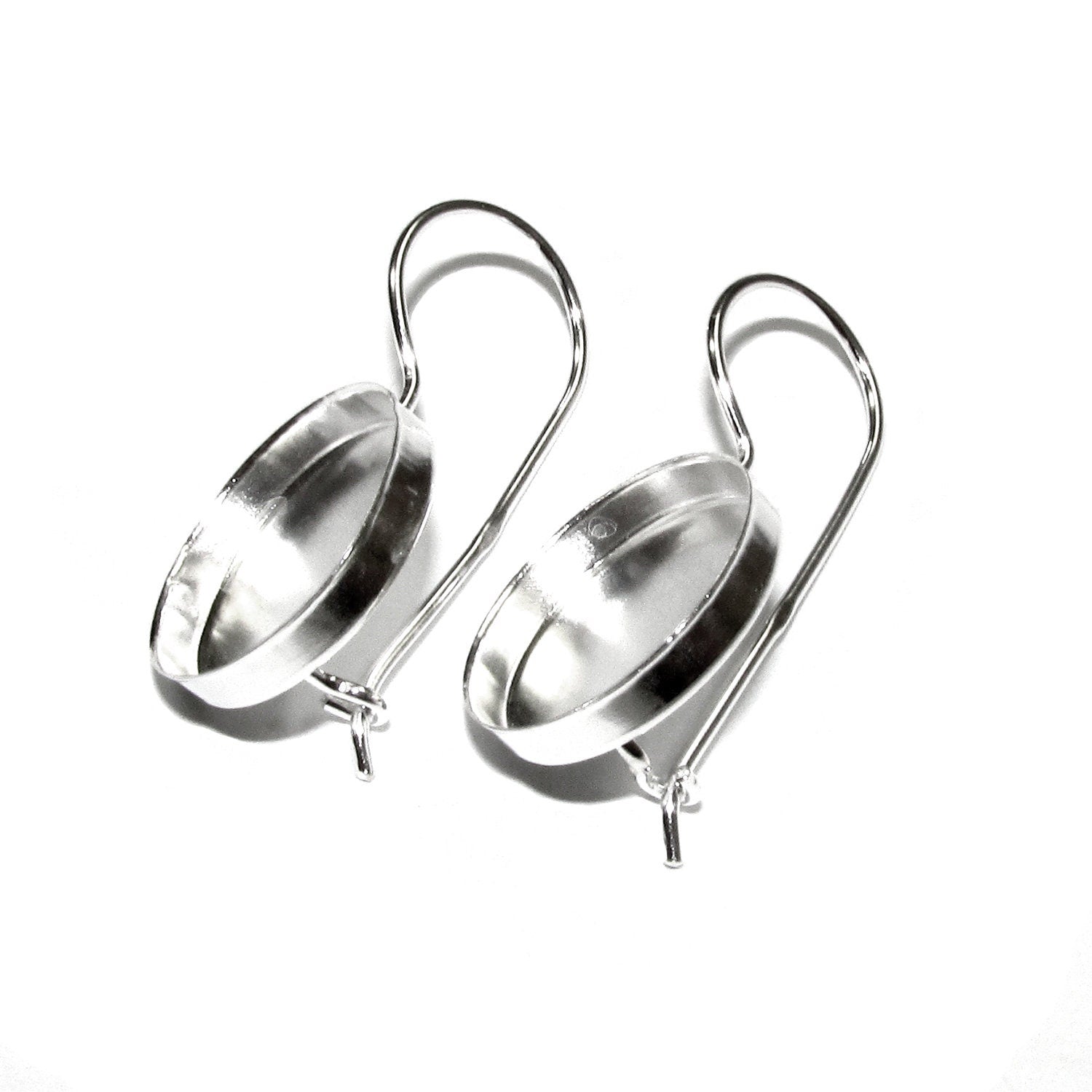 16 mm 925 sterling silver blank earrings, Jewelry making, Setting, bezel cup, base earrings, 925 sterling silver - 1 pair (2 pieces)