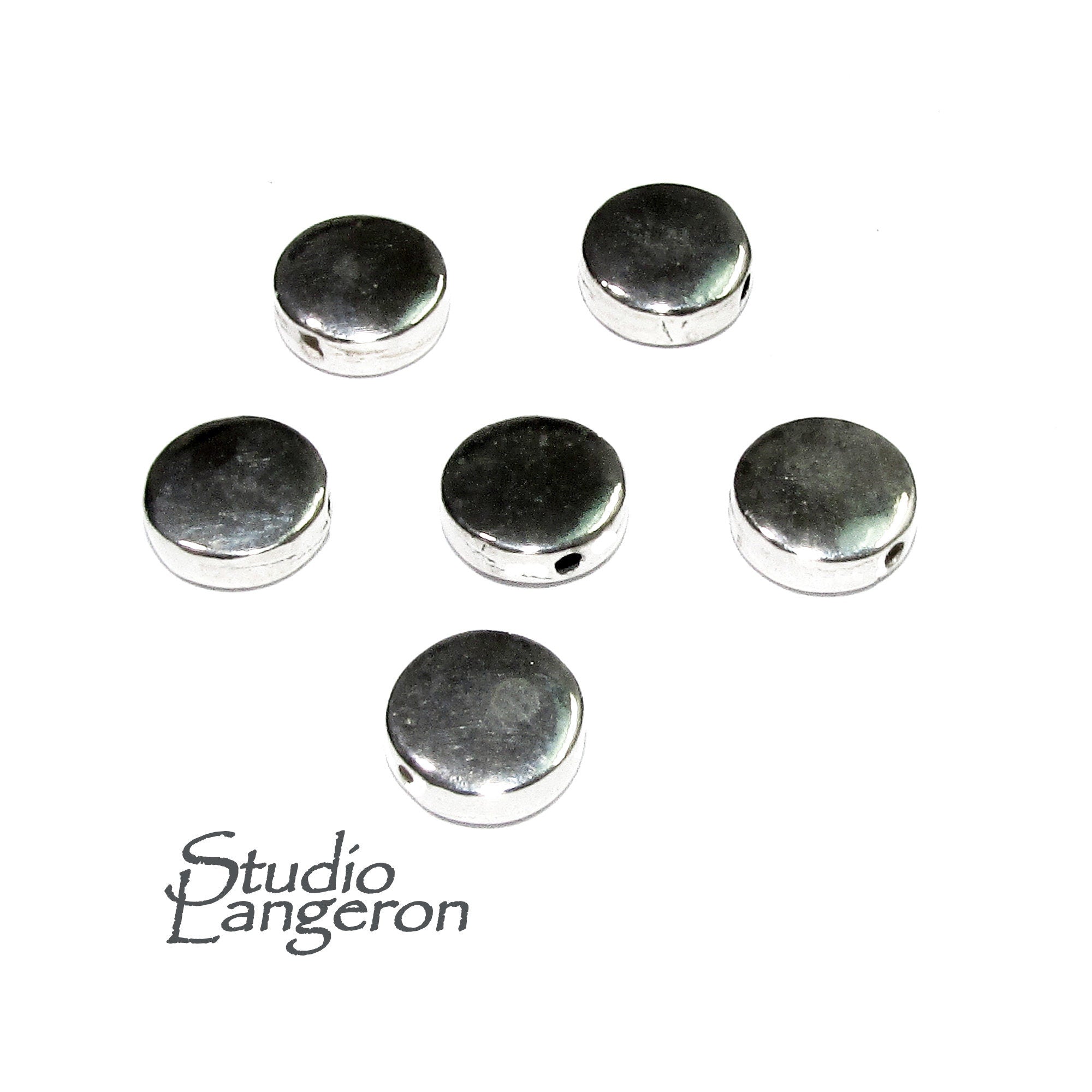 925 Sterling silver Round flat beads size 7.0x2.7 mm, Flat beads, Beads for bracelets, 925 Silver beads, Jewelry making, Beads - 1 piece