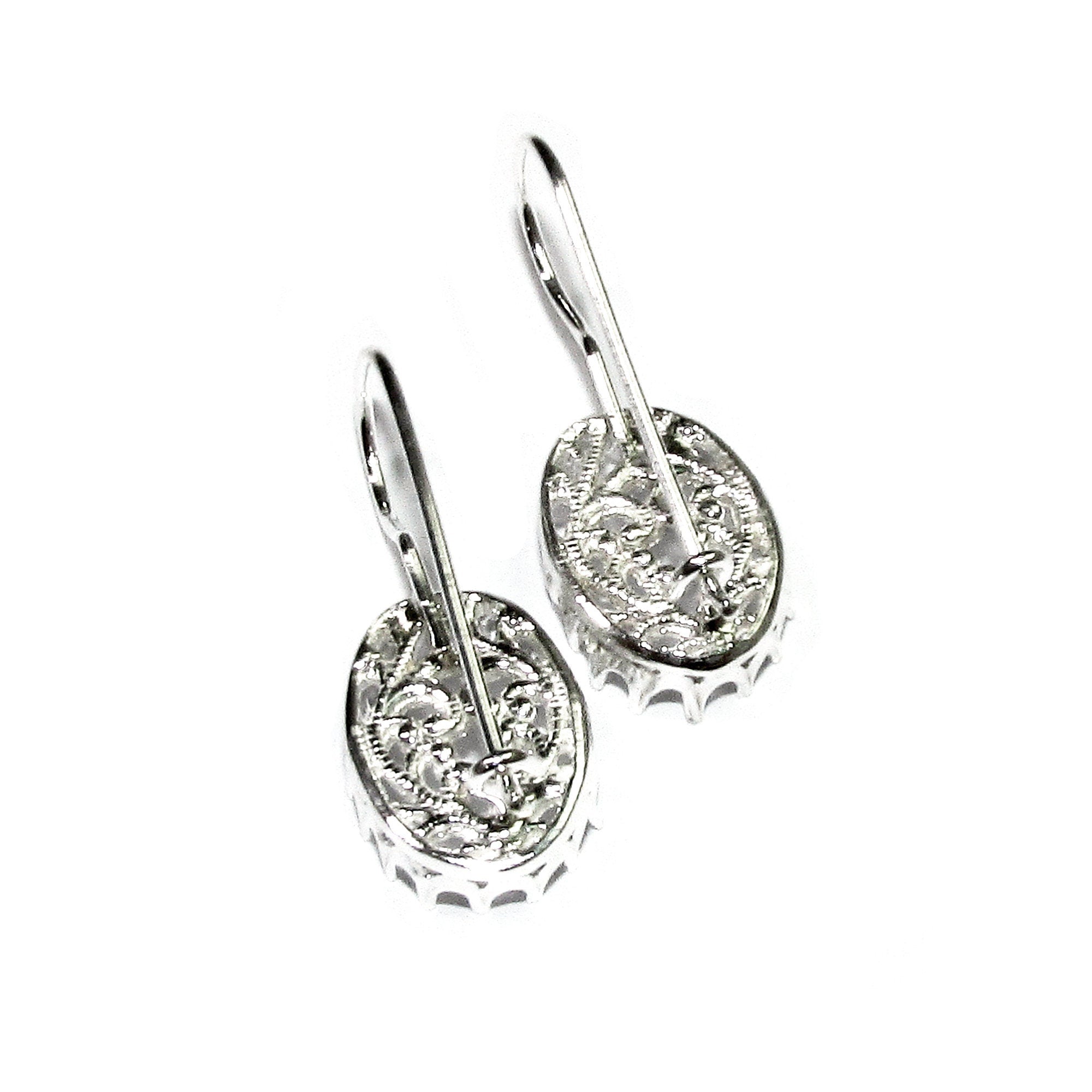 10x14 mm size 925 sterling silver blank earrings with bezel cup, Jewelry making, Setting, bezel cup, Base earrings - 1 pair (2 pieces)