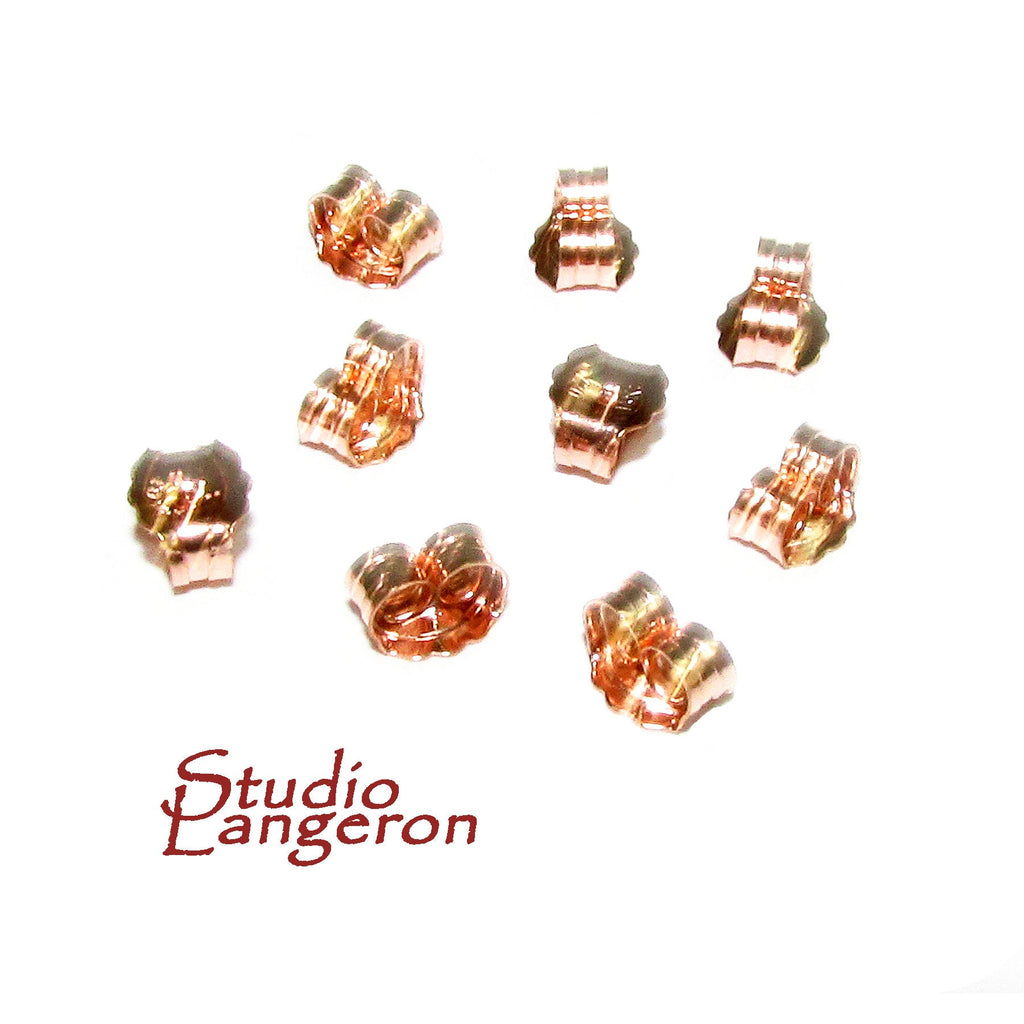 14K Rose Gold Filled small Friction Ear Nuts, Earring Backs, Earring components, Jewelry making, Rose gold filled - 1 pair (2 pieces)