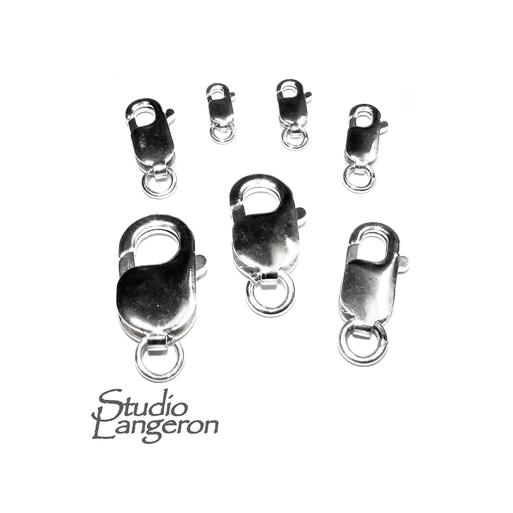 925 Sterling Silver Oval Lobster Clasp sizes 8, 10, 12, 14, 16, 17, 18 mm, Silver lobster clasps, jewelry making, Silver clasp - 1 piece