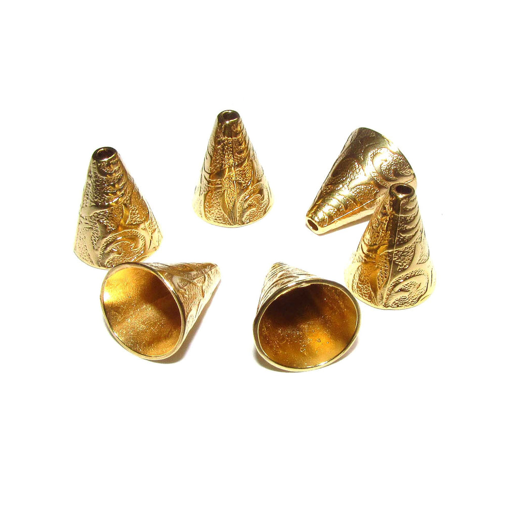 14K Gold Filled Large Bead Cones, Beading, Bead cone, Cones Gold filled, Jewelry making, End caps, Gold filled cone - 1 pair (2 pieces)