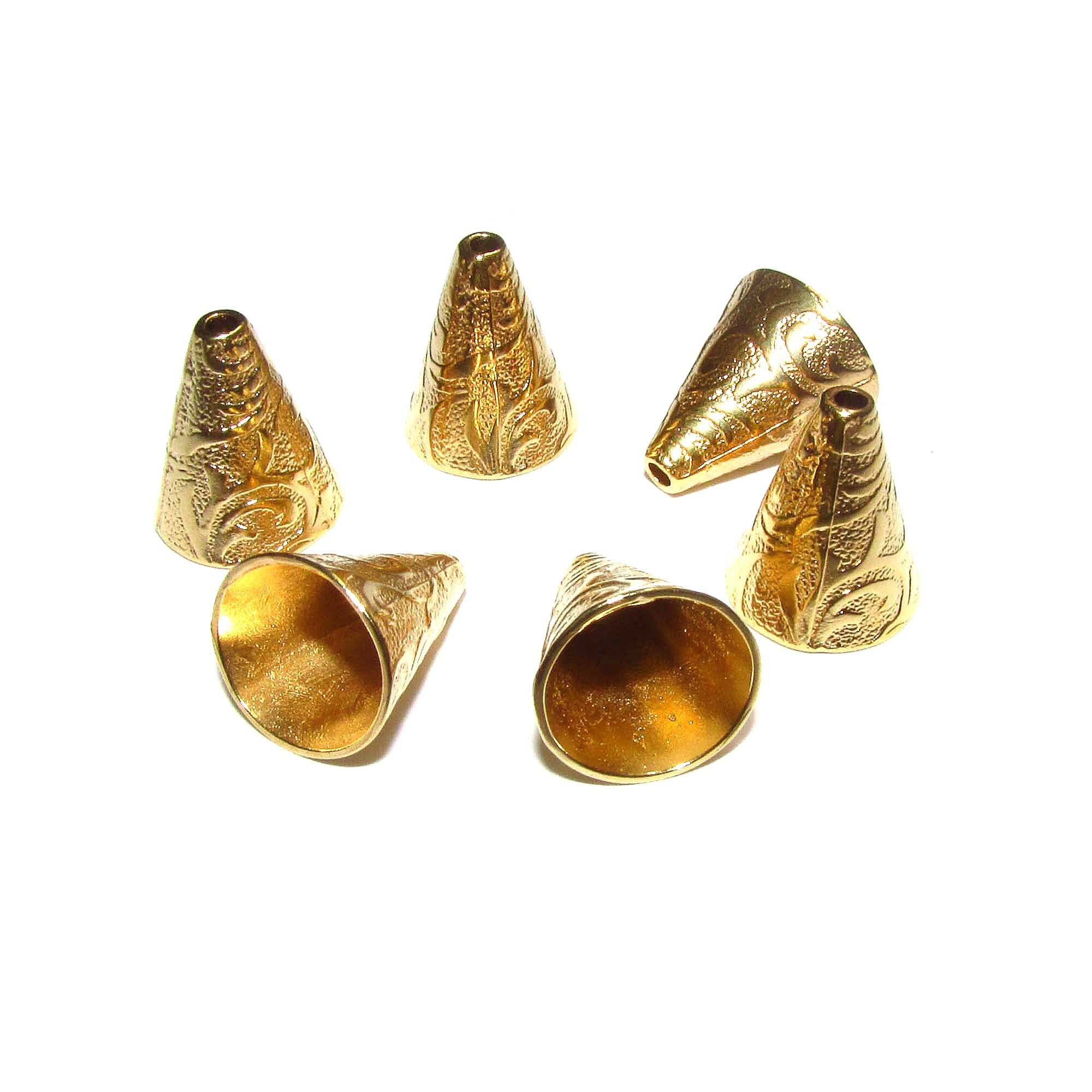 14K Gold Filled Large Bead Cones, Beading, Bead cone, Cones Gold filled, Jewelry making, End caps, Gold filled cone - 1 pair (2 pieces)