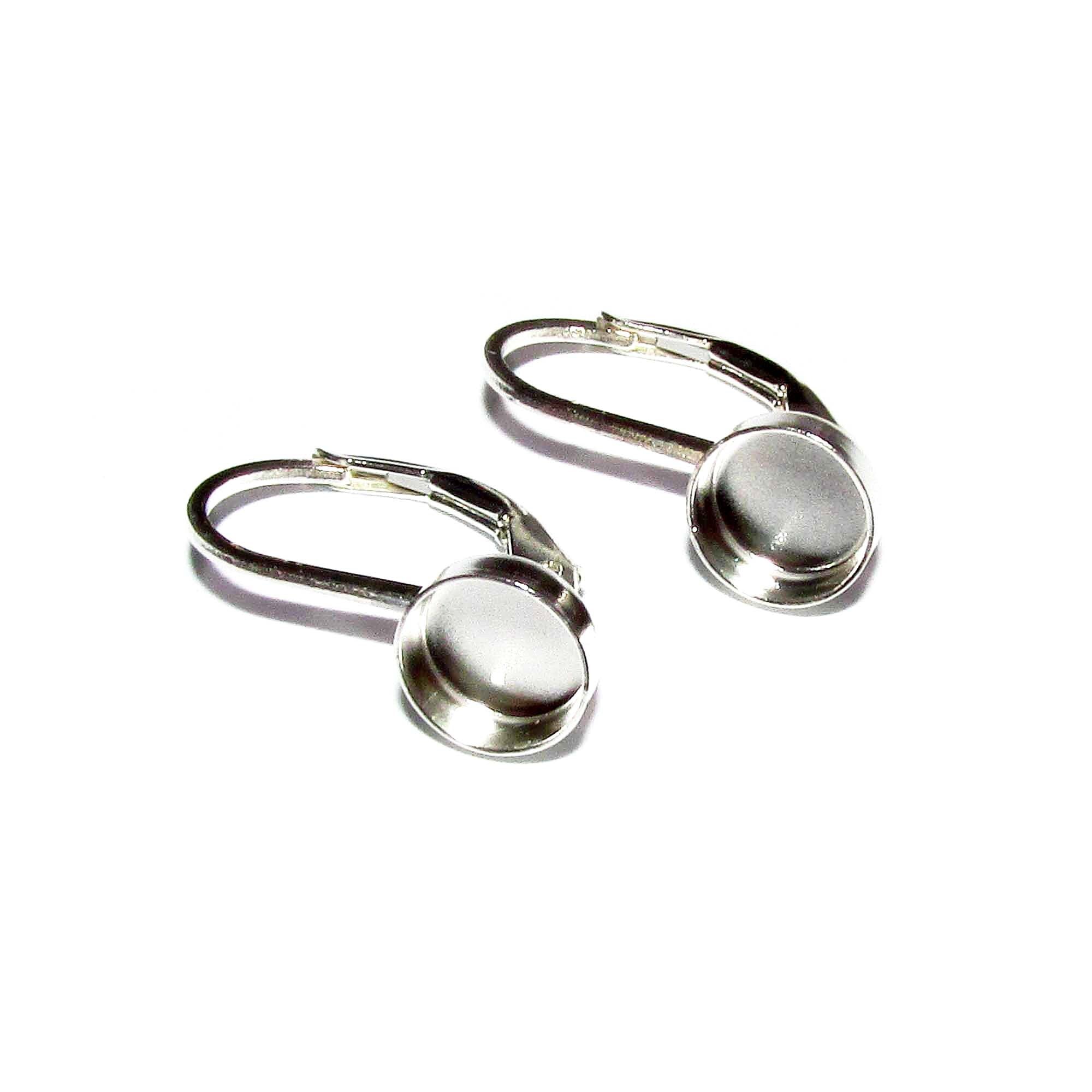 6 mm size 925 sterling silver blank earrings with bezel cup, earrings mounting, bezel cup, base earrings, Sterling silver - 1 pair (2 piece)