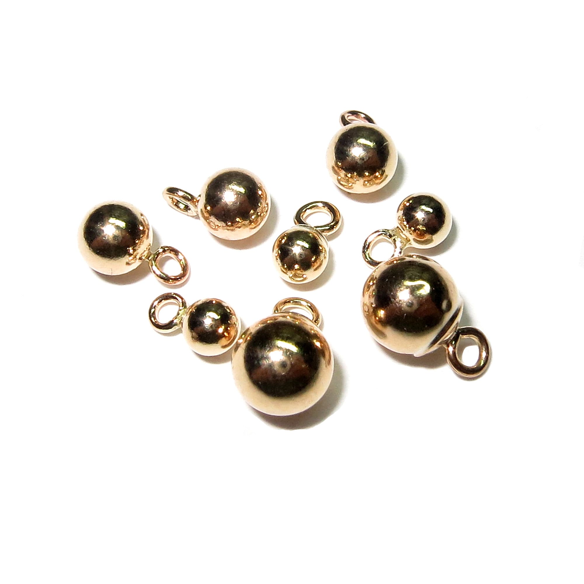 14K Yellow Gold filled Round Bead with loop size 3, 4, 5, 6, 7 mm, Gold filled beads, Beads, Beads with loop, Jewelry making - 1 piece