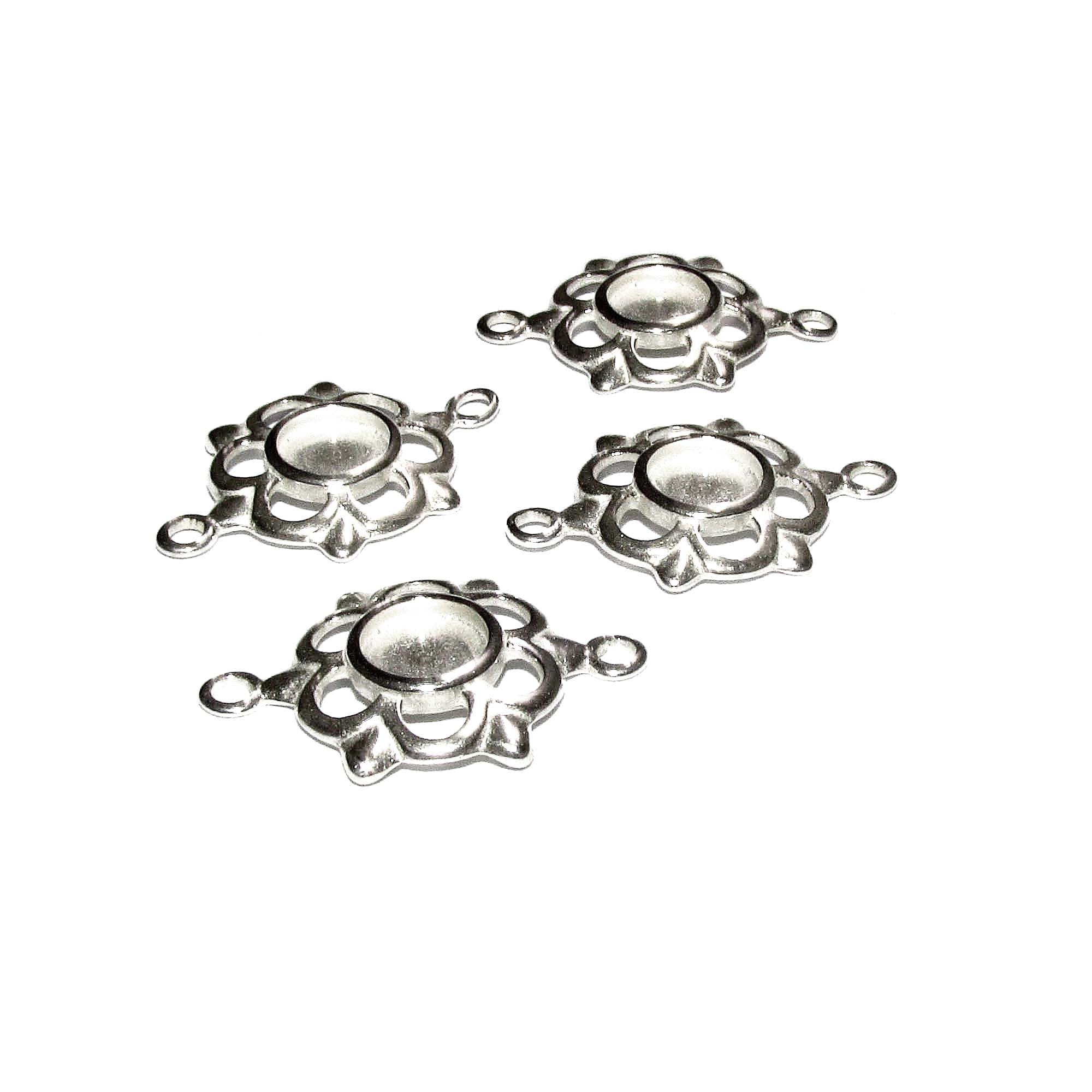 925 Sterling Silver 6mm Round Link Cabochon Component Mounting, connector link silver, base bracelet, bezel cup, Jewelry making - 1 piece