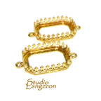 14K Gold filled Octagon Bezel Cups size 13x18 mm with two closed rings, Bezel cup, Setting, Jewelry making, Blank Pendant - 1 piece