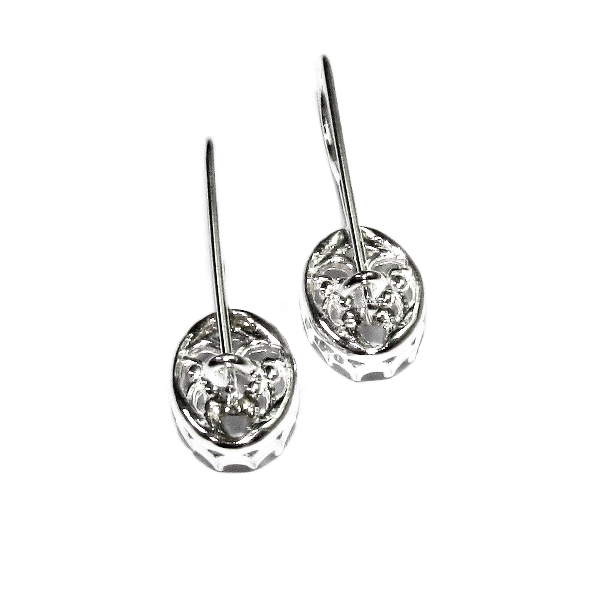 8x10 mm size 925 sterling silver blank earrings with bezel cup, Jewelry making, Setting, oval bezel cup, base earrings - 1 pair (2 piece)